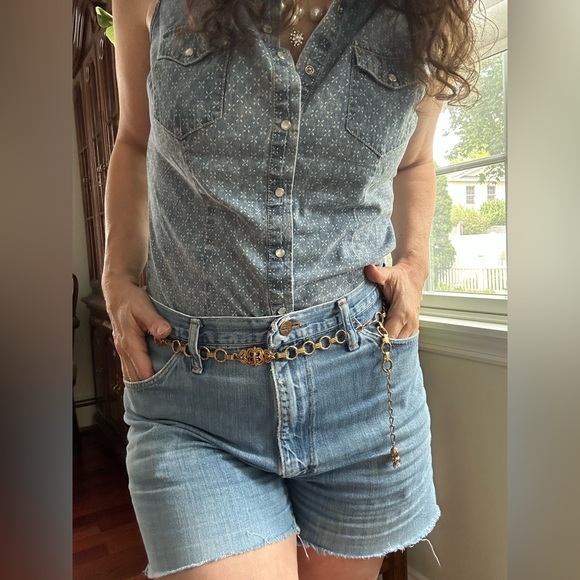 1940's Rare Hollycraft Regency Hollywood Gold Tone Metal Chain Belt - Picture 1 of 14